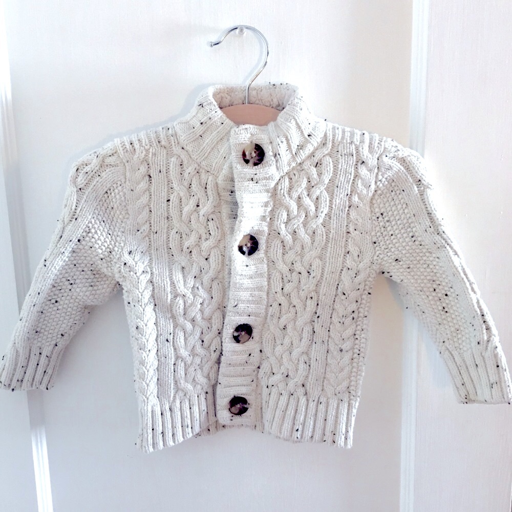 Cat & Jack Mock Neck Marbled Buttoned Sweater